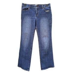 LOFT Womens 8 Straight Leg Jeans Blue Medium Wash Stretch Mid Rise Minimalist